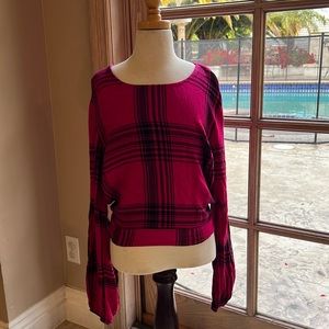 Hot Pink and Black Plaid Crop Tie Back